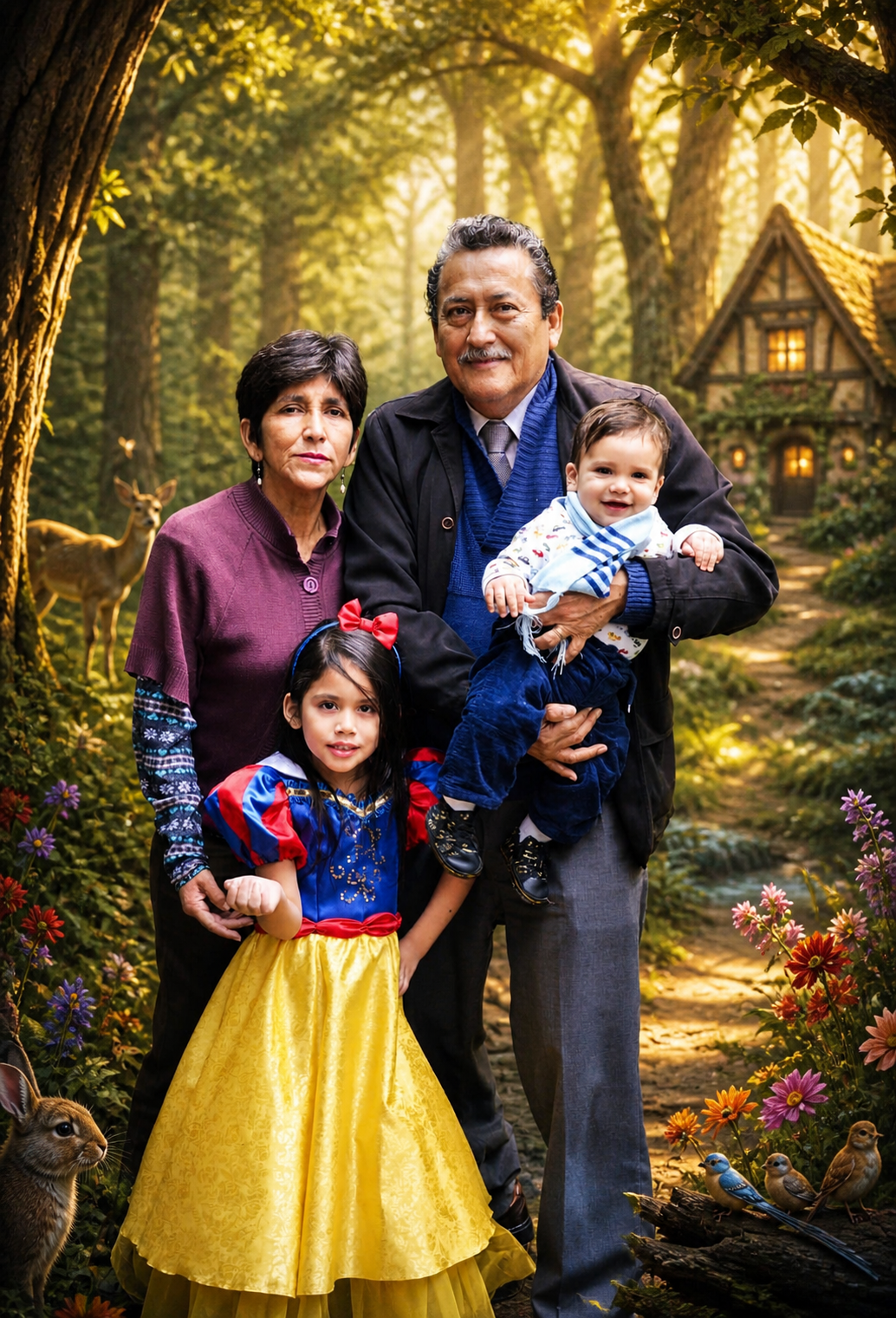 Adriana de Blanca Nieves con Grover y Juan José